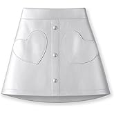 WELAKEN Faux Leather Skirt for Girls Toddler & Kids II Girl's A Line Skirt with Two Front Pockets
