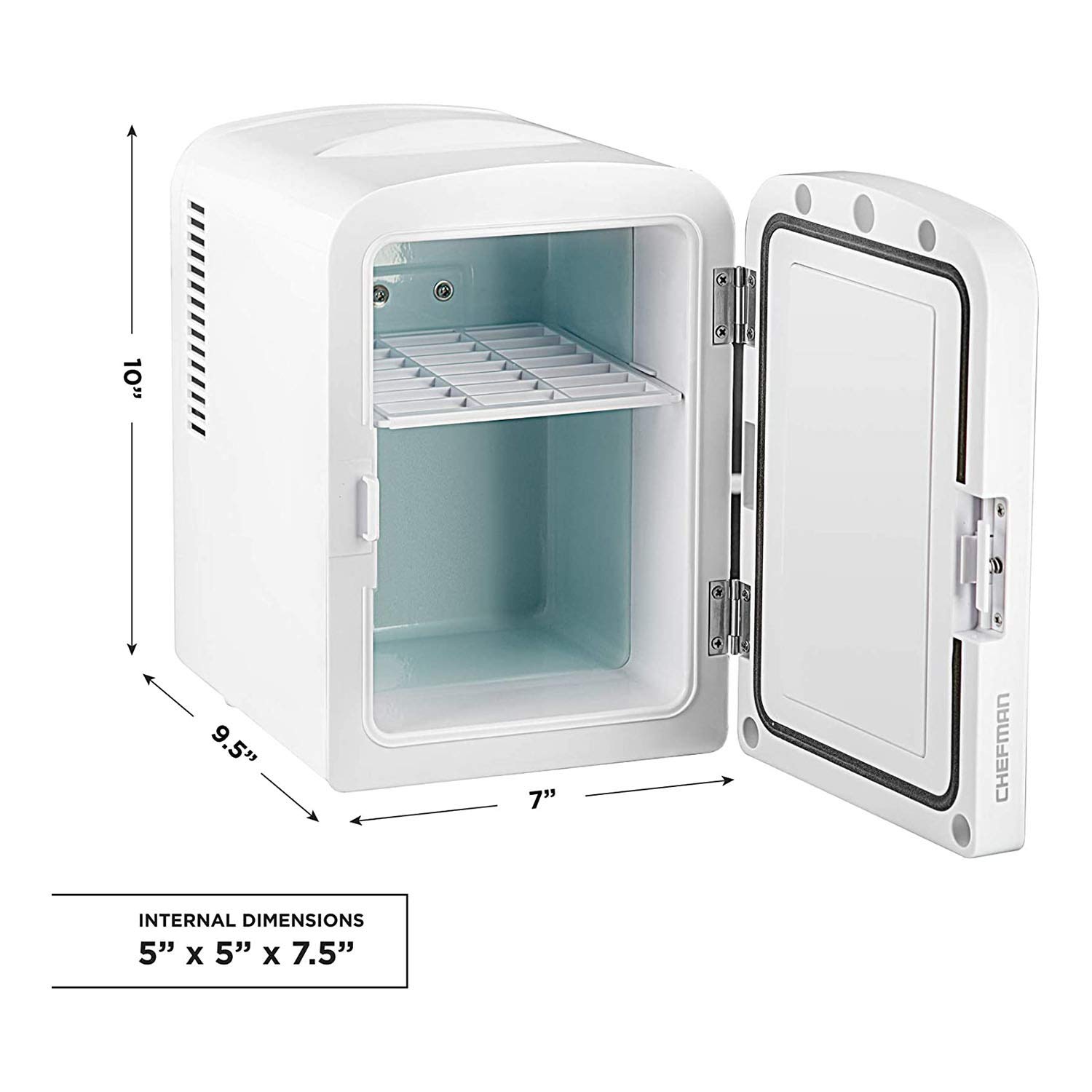 Chefman Iceman Portable Mirrored Personal Fridge 4L Mini Refrigerator, Skin Care, Makeup