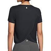 baleaf Women's Athletic Sun Shirts Short Sleeve Running Tops Workout Cropped Split Back UPF 50+ Quick Dry Lightweight