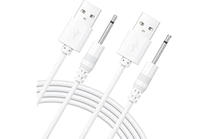 2-Pack USB DC Charging Cable 2.5mm DC Charger Cord for Massagers, Beauty Devices & Toys (3.3ft)