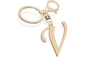SUWEIBUKE Cute Stainless Steel Gold Initial Letter Keychain for Women Girl, Charms for Key Handbag Backpack Bag, Personalized Gift
