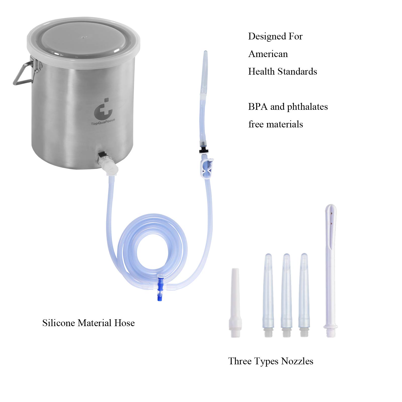 TopQuaFocus Stainless Steel Enema Bucket Kit for Colon Cleansing