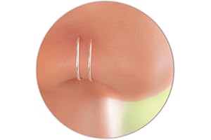 Silver Spiral Nose Ring - 24 Gauge Thin Handmade Double Nose Hoop - Silver Snug Nose Ring Hoop - 925 Sterling Silver Double N