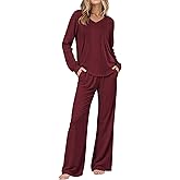 Ekouaer Women's Pajama Sets Long Sleeve Sleepwear 2 Piece Lounge Set Soft Pjs Nightwear