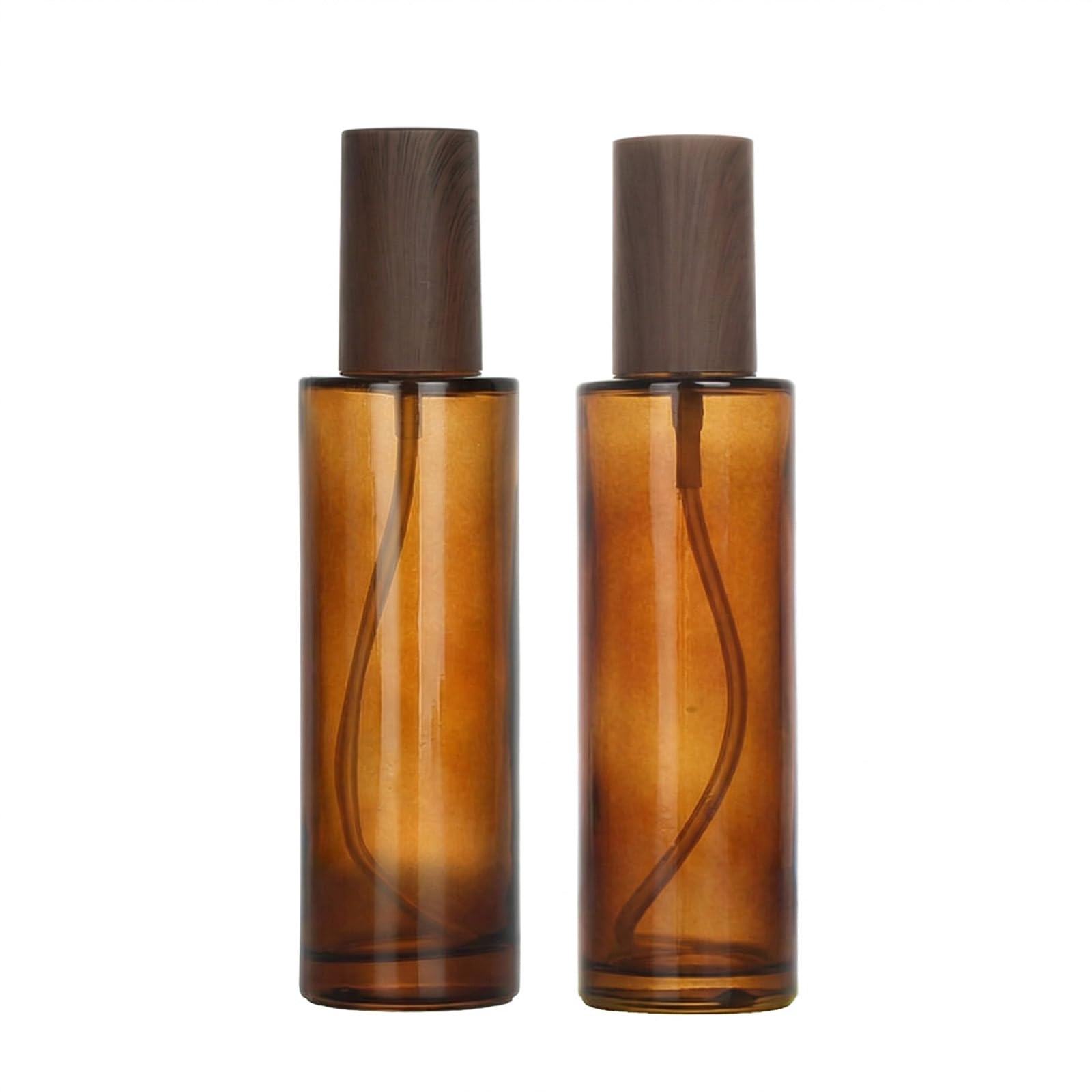 2PCS 100ml/3.3oz Empty Amber Glass Lotion Pump Bottles Soap Dispensers with Black Pump Refillable Cosmetic Makeup Travel Containers Storage Jars for Foundation Cream Makeup Removel Oil Shampoo