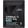 Sports Research Triple Strength Omega 3 Fish Oil - Burpless Fish Oil Supplement w/EPA & DHA Fatty Acids from Wild Alaskan Pollock - Heart, Brain & Immune Support for Men & Women - 1250 mg, 240 ct