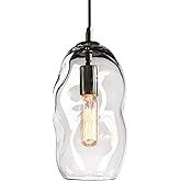 CASAMOTION Modern Black Pendant Lights Kitchen Island Dining Room Table Bedroom Clear Art Glass Gunmetal Hardware Handcrafted