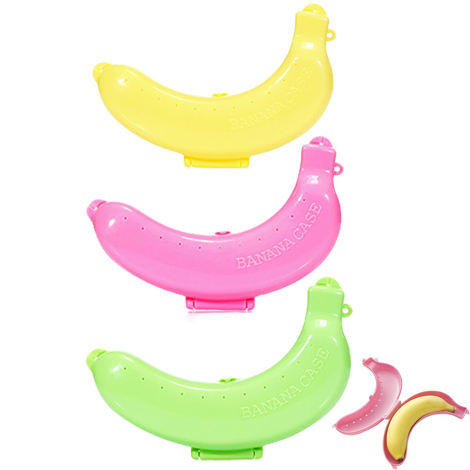 3 Pieces Banana Holder Case, Banana Case for Lunch Box Big Bananas Fresh 19cm Cover Cases, Fruit Protector for Lunch Box Outdoor Travel, Fruit Keep Fresh Container