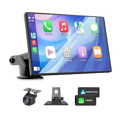 VUKARUAL Wireless Carplay and Android Auto Screen for Car, 7" HD Portable Touch Screen Car Stereo with Bluetooth, Backup Camera, Navigation, Mirror Link for All Vehicles