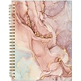 ZHIZHEND Spiral Journal Notebook,A5 Hardcover Lined Journals for Women Girl 6 x 8.3 in,120 Pages Thick Paper,Cute College Ruled Writing Notebook for Gifts Office Work School(Light Pink Marble)