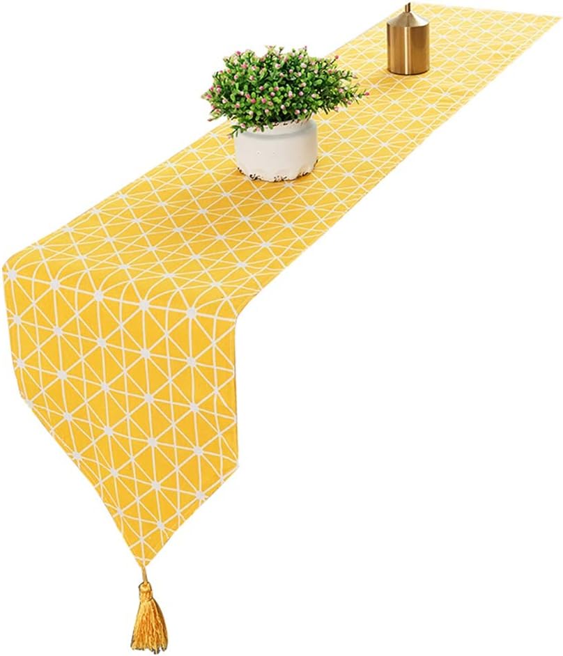 Table Runners Yellow Table Runner, Practical Tables Cloth with Tassel
