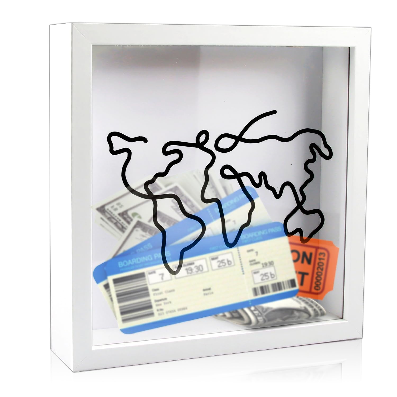 Adventure Archive Box, Memories Box for Travel Cards, Travel Storage Box with Slots, Money Box Holiday Fund for Adults, Valentine's Day Gift (White)