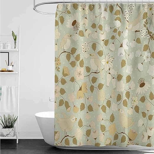 Amazon Com Homecoco Shower Curtains Grey Blue Floral Vintage