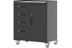 OPTYMIRA Mobile Tool Storage Cabinet with Wheels,Heavy Duty Rolling Tool Cabinets for Garage,Metal Storage Cabinets with 4 Drawer and 1 Locking Doors,Assembly Required