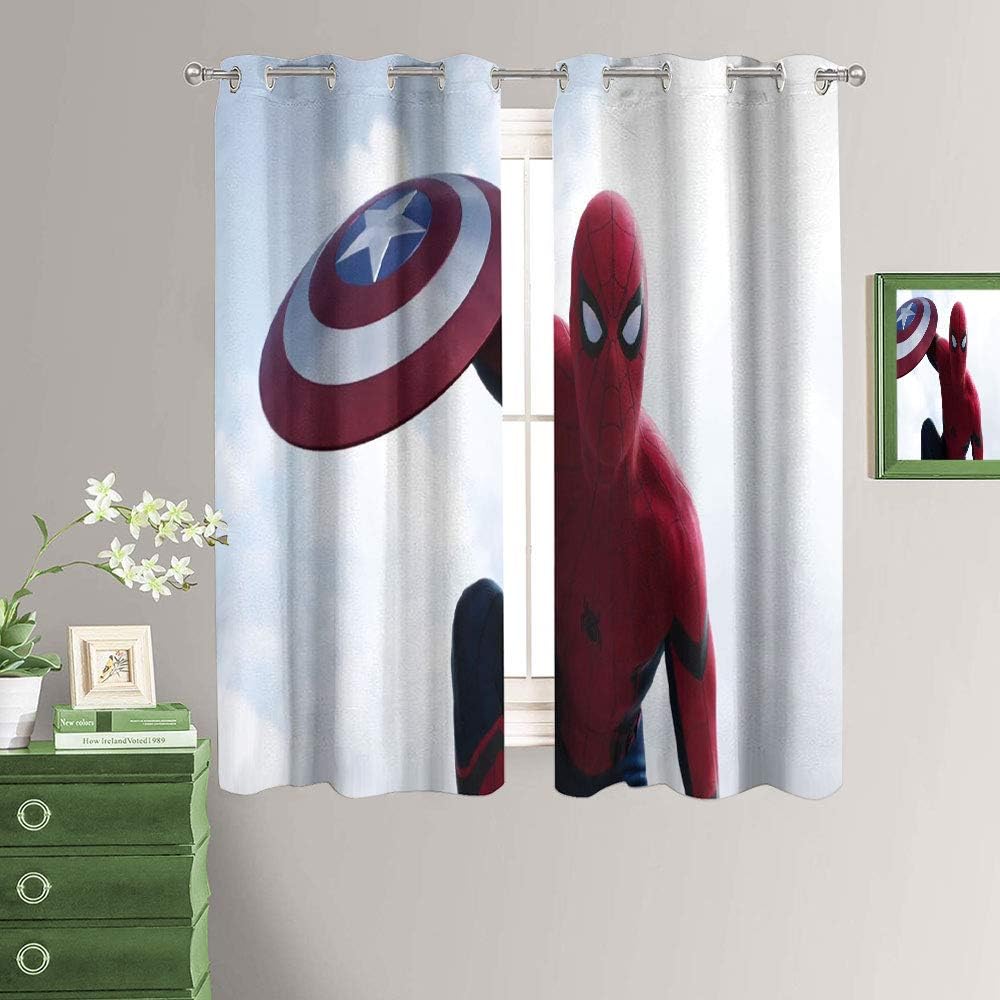 MRFSY Superhero Spiderman Blackout Window Curtains Thermal Insulated