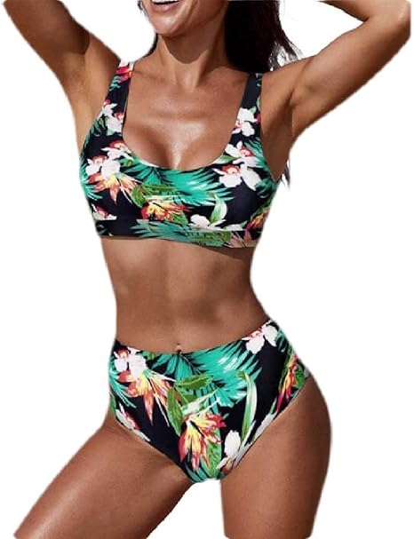 Amazon Gawaga 女性のハイウエスト水着ビキニは ツーピース水着スポーツビキニを設定 タンキニ 通販