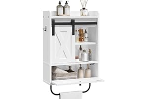 MAHANCRIS Bathroom Wall Cabinet, Farmhouse Medicine Cabinets with Sliding Door, Wall Mounted Storage Cabinet with Adjustable 
