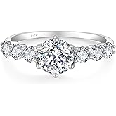 VA JENT Moissanite Engagement Ring, 1 Carat D Color VVS1 Round Cut 925 Sterling Silver Anniversary Wedding Promise Ring for Women Size 5-10