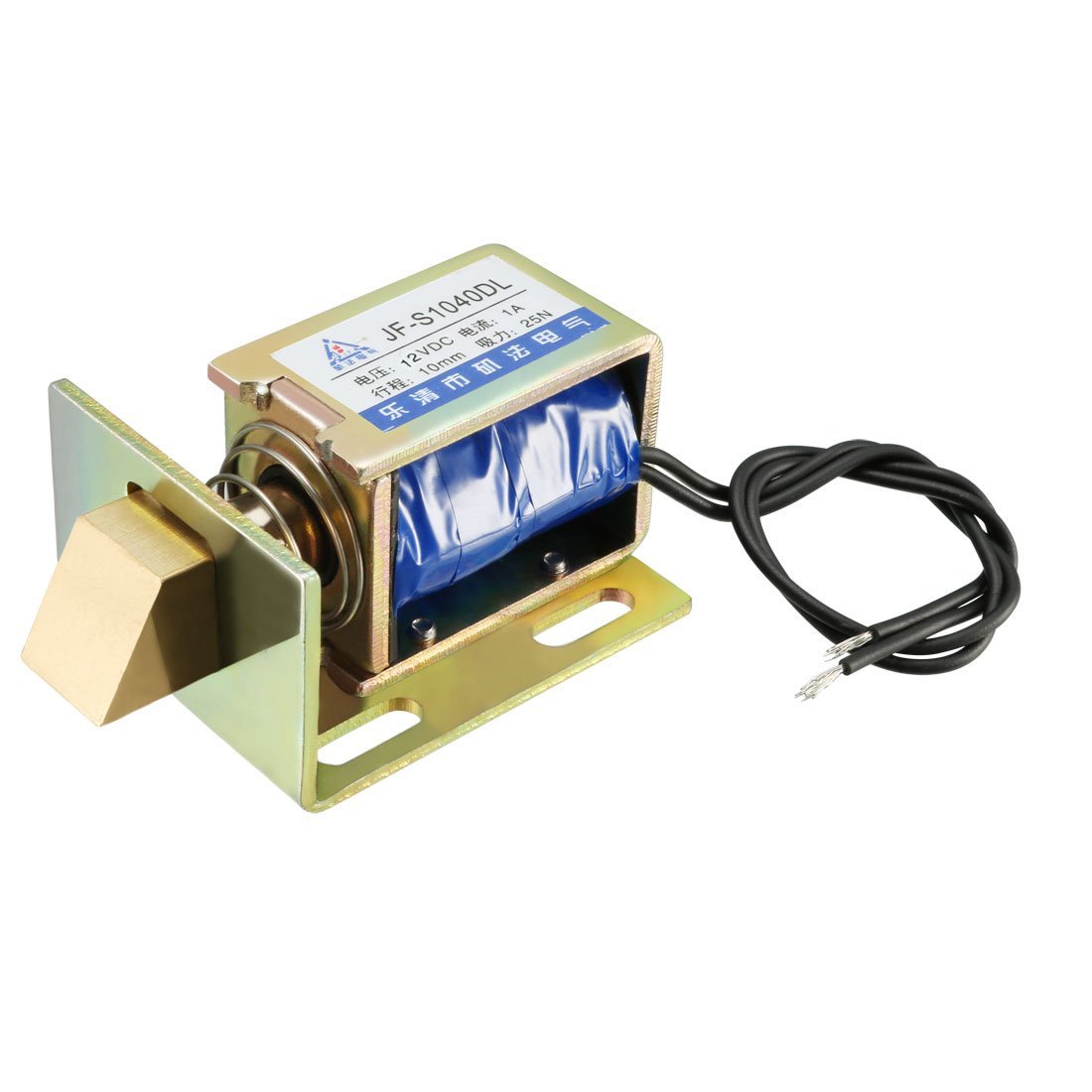 sourcingmap Eelectric Door Lock Solenoid,DC 12V 25N Force 10mm Stroke,Pull Type,Open Frame,Solenoid Electromagnet with Mount Board,Linear Motion,JF-S1040DL