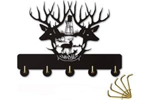 KingLive Key Hangers for Wall,Deer Key Hooks for Wall,Black Wooden Antlers Key Rack Organizer for Wall Decorative,Christmas Deer Decorations for Home,Christmas Gifts