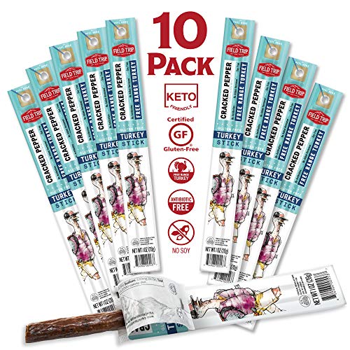 Field Trip Turkey Jerky Sticks | Keto Gluten Free Jerky, Low Carb, Healthy High Protein Snacks with No Nitrates, Made with All Natural Ingredients | Cracked Pepper | Cracked Pepper | 10 Pack - Thumbnail 2