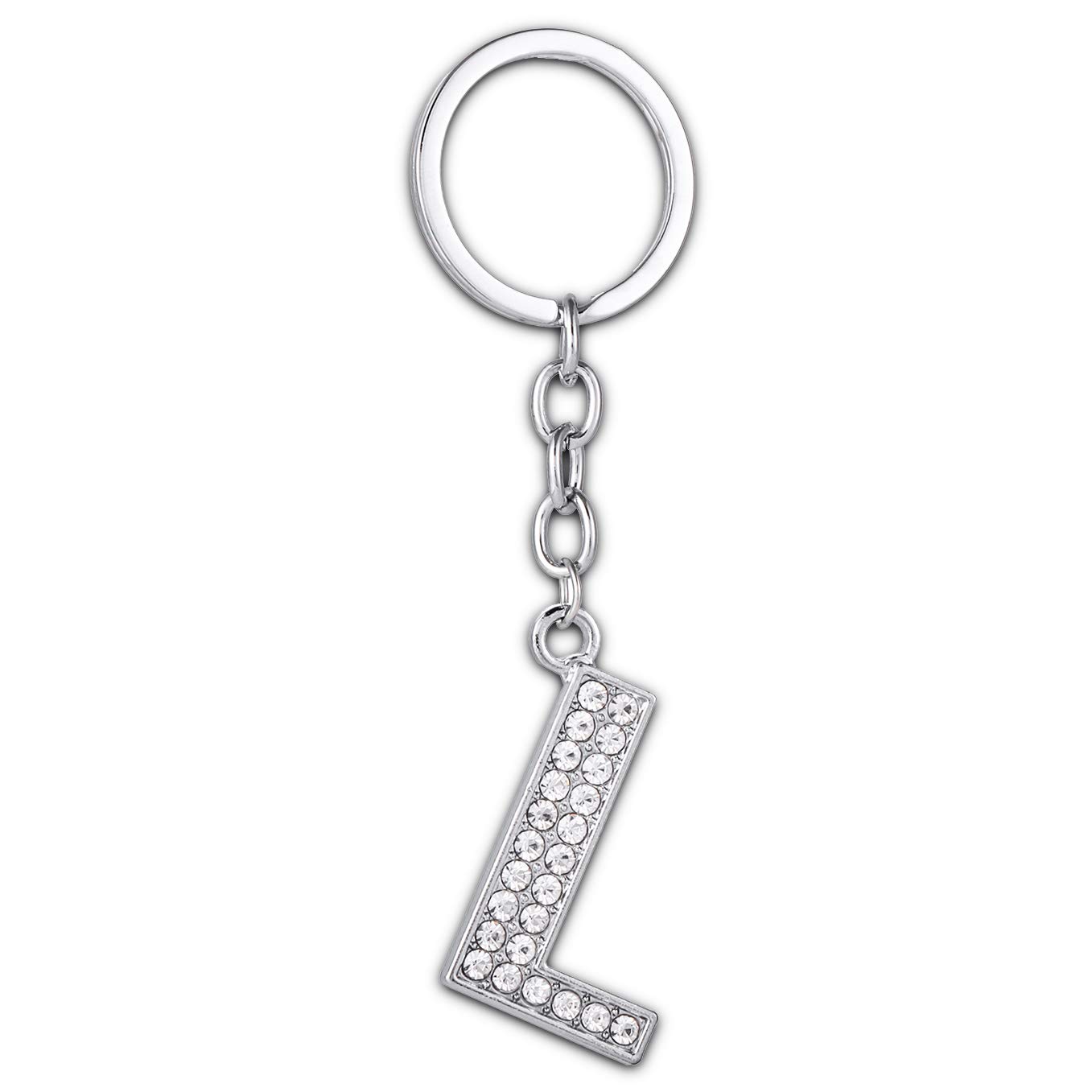 Initial Keyrings For Women Girls Keyring Crystal Rhinestone Initial Keychains Personalized Jewellery Accessories Key Ring Letter A-Z Birthday Gifts (L)
