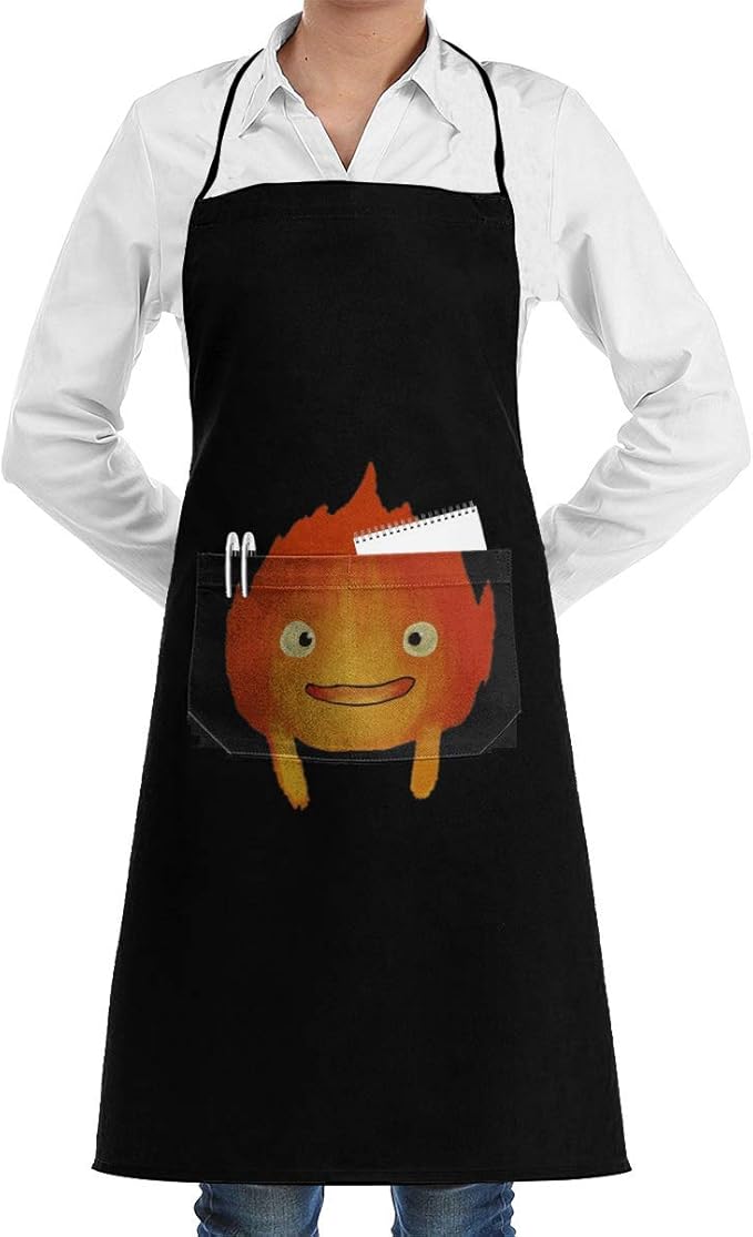 Waterproof Aprons for Women Men with Pockets Calcifer Aprons for Kitchen Cooking Baking BBQ