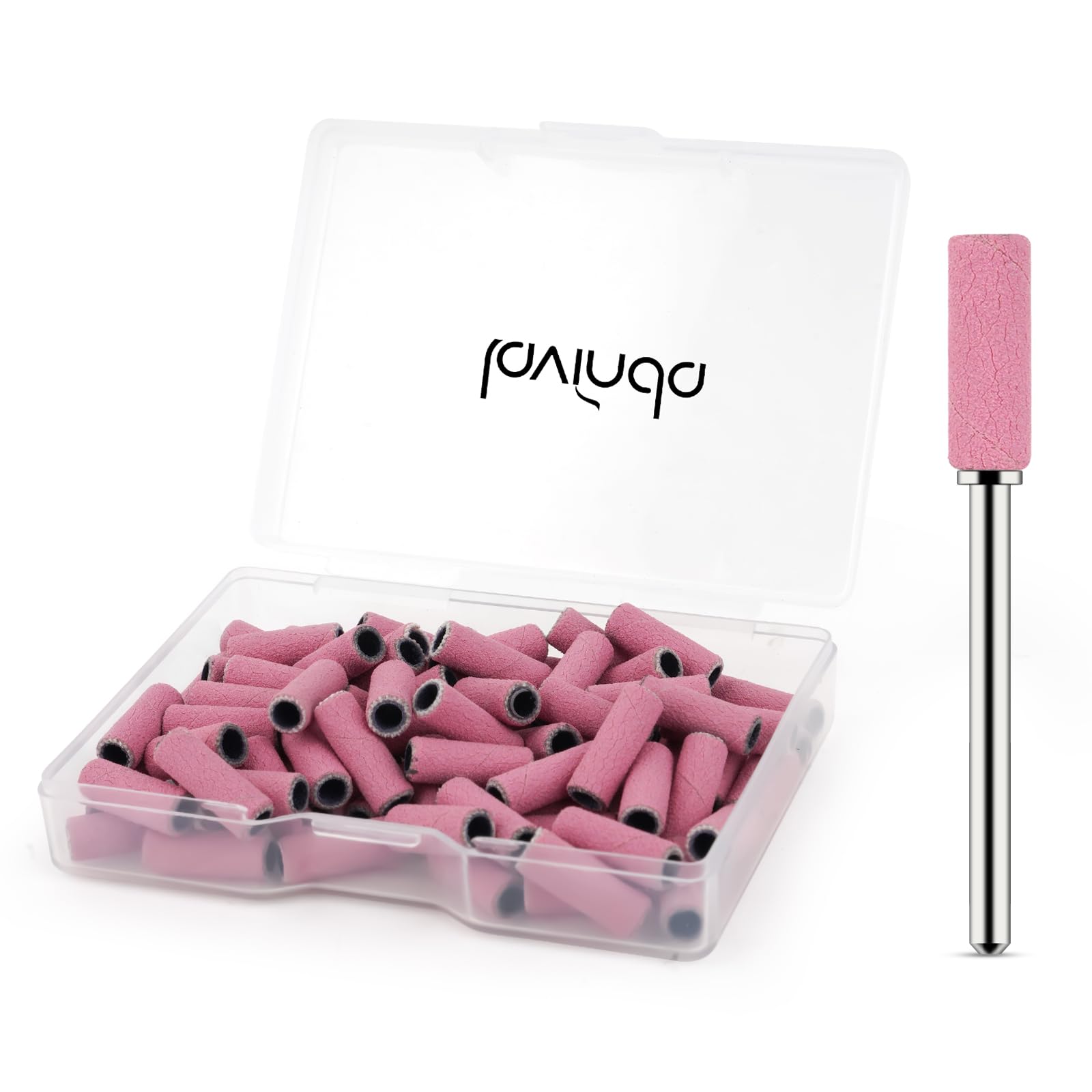Photo 1 of Lavinda Small Sanding Bands Nail Drill Bit, 80 Piece Extra Fine Sanding Bands for Nail Drill with 3.1mm Mandrel Bit for Acrylic Nails Gel Removing Shaping Polishing Nail Salon Use (240 Grit, Pink)
