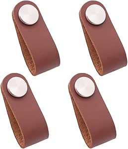 Juego de 4 tiradores de piel para ropero, clóset, cajones, puertas