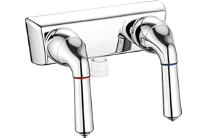 LAVISHSTREAM RV Shower Faucet - 4" Dual Lever Shower Valve Diverter with Hot/Cold Control, Leak-Proof and Rust-Proof ABS Construction for RV/Camper/Motorhome Bathroom (Indoor/Outdoor Use) Chrome