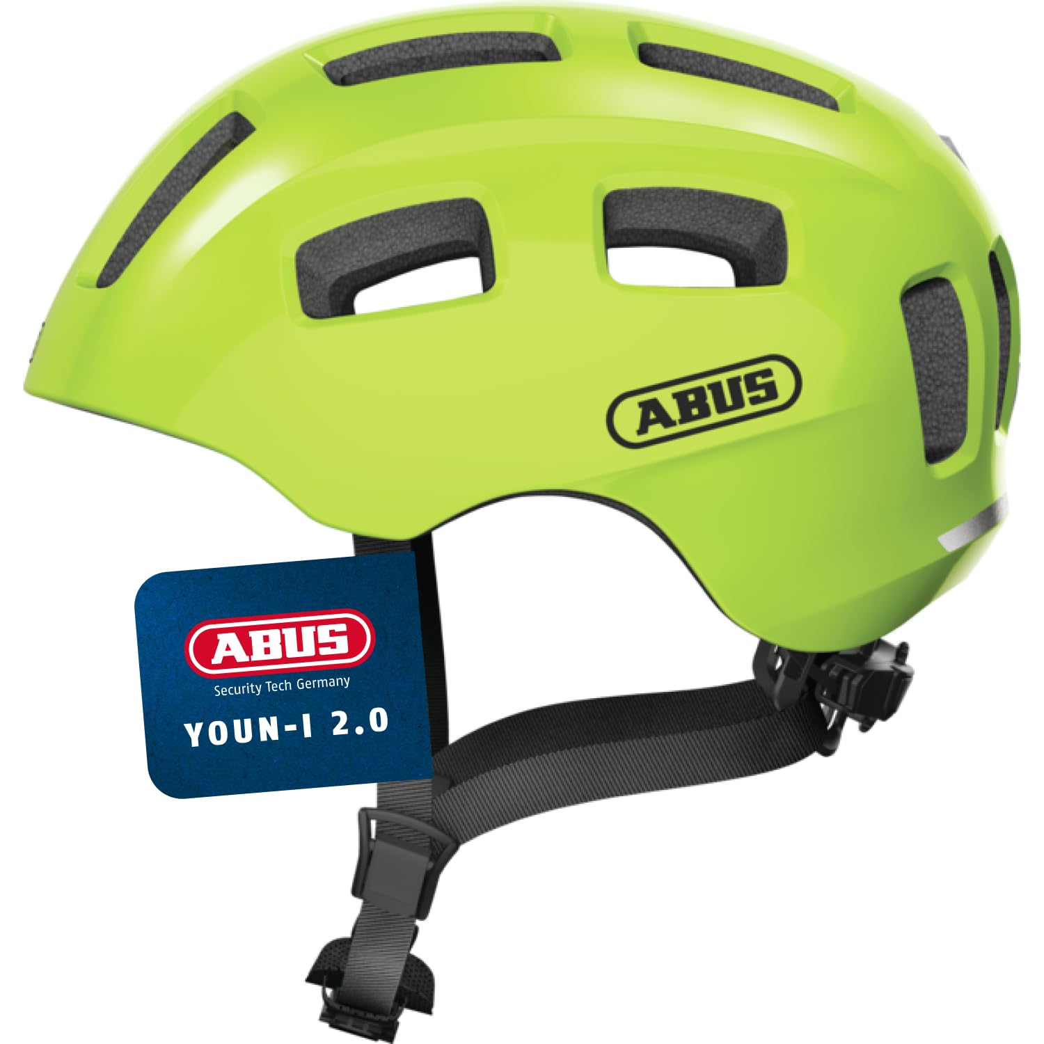 ABUS Fahrradhelm Youn-I 2.0 - mit Licht für Kinder, Jugendliche und junge Erwachsene - für Mädels und Jungs - Gelb, Größe M
