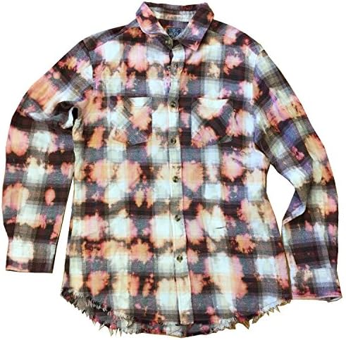 Black Jack Clothing Young Men's Bleach Wash Flannel Shirt (X-Large, Burgundy)