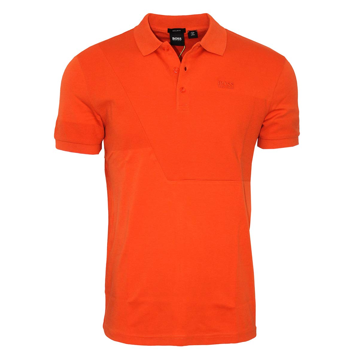Hugo Boss Cotton Polo Shirt with Ottoman-Structured Panels 50435617 802 Orange