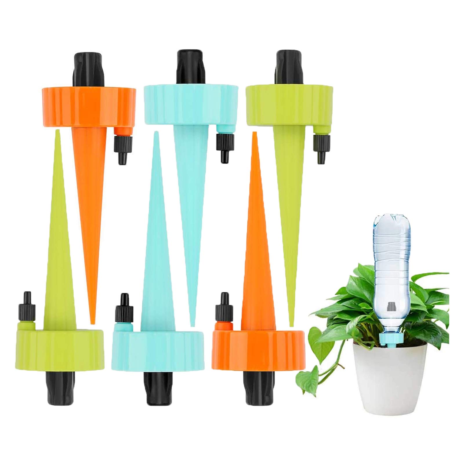 Self Watering Spikes, Upgrade Adjustable Plant Waterer Watering Devices for Indoor or Garden, Automatic Vacation Drip Irrigation Watering Kits with Slow Release Control Valve Switch (6pcs)