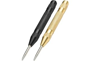 Automatic Center Hole Punch, 2 PCS Adjustable Spring Hole Punches, 5 Inch Spring Loaded Metal Drill Tool for Wood, Metal, Pla