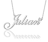 AOLO Julian Heart Name Necklace Silver Stainless