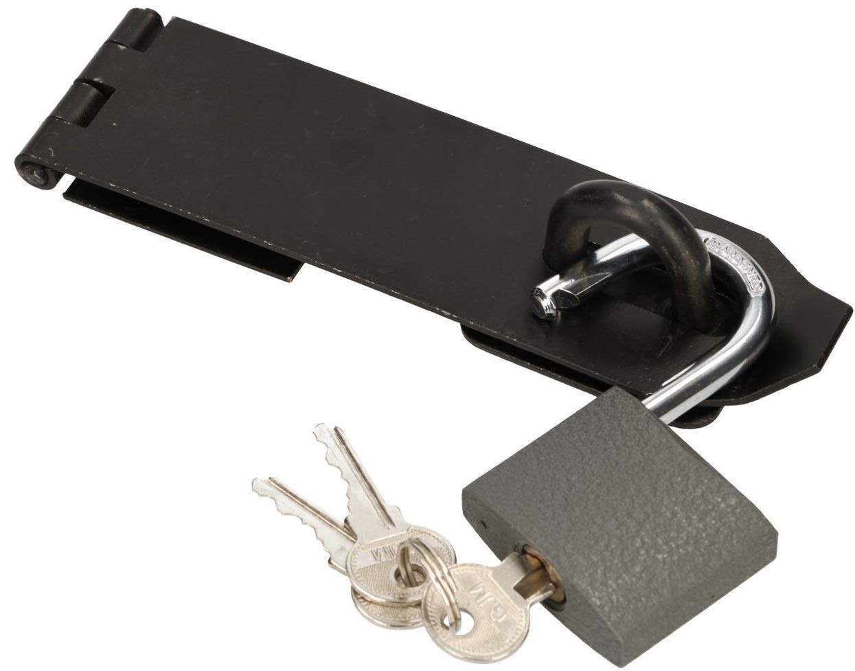 KOTARBAU® Hasp with Padlock Various Sizes Hasp Hinge Throw Armoured Bolt Door Lock Security Hasp Powder Coated Hasp (170 mm)