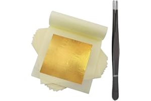 dshyuauoci 10 Sheets Edible Gold Flakes with A Pair of Tweezers, Premium 24K Edible Gold Leaf 3.15×3.15 Inches Food Craft Art Decoration Perfect for Decorating Cakes Desserts Drinks Ice Cream Sushi