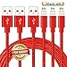 Ulimag Lightning Cable 3Pack 6FT Nylon Braided Certified iPhone Cable - USB Cord Charging Charger for Apple iPhone 7, 7 Plus, 6, 6s, 6+, 5, 5c, 5s, SE, iPad, iPod Nano, iPod Touch - (Red)