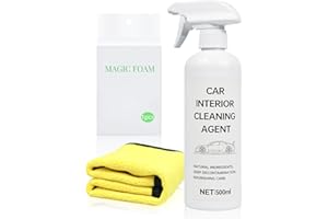 BIBOKLTIY Car Interior Cleaner, Stain Remover for Plastic, Leather, Vinyl, Fabric & Glass | Safe for Cars, Trucks, SUVs, Motorcycles, Home, Office & More | 16.9oz Kit with Towel and Sponge Wipe