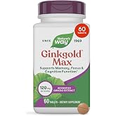 Nature's Way Ginkgold Max, Ginkgo Biloba Extract, 120 Mg Per Serving, 60 ct | Memory, Focus, Cognitive Function and Healthy Circulation Support*; Standardized to 24% Ginkgo Flavone Glycosides