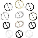 12 Pcs Scarf Ring Clip T-Shirt Tie Clips for Women Silk Clothes Corner Knotted Button Fashion Alloy Round Clasp Circle Clip Buckle Oval Clothing Wrap Holder Shirt Waist Cincher Clips Tightener