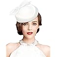 Z&X Vintage 1920s Wool Felt Flower Fascinator Pillbox Hat British Wedding Church Derby Hats for Women Winter Fedoras