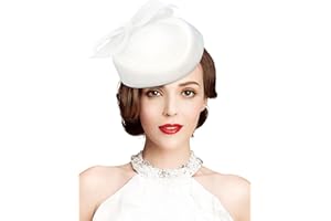 Z&X Vintage 1920s Wool Felt Flower Fascinator Pillbox Hat British Wedding Church Derby Hats for Women Winter Fedoras