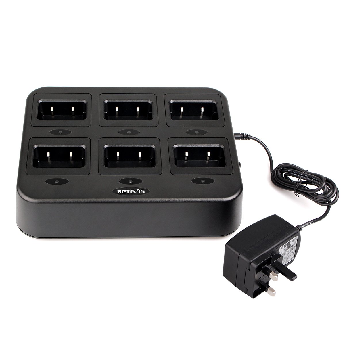 Retevis RT24 Charger Six-Way Charger for RT24 RT21 Walkie Talkie, Can Charge 6 Two Way Radios or 6 Batteries, Multiple Protections, Safe and Efficient (1 Pcs)
