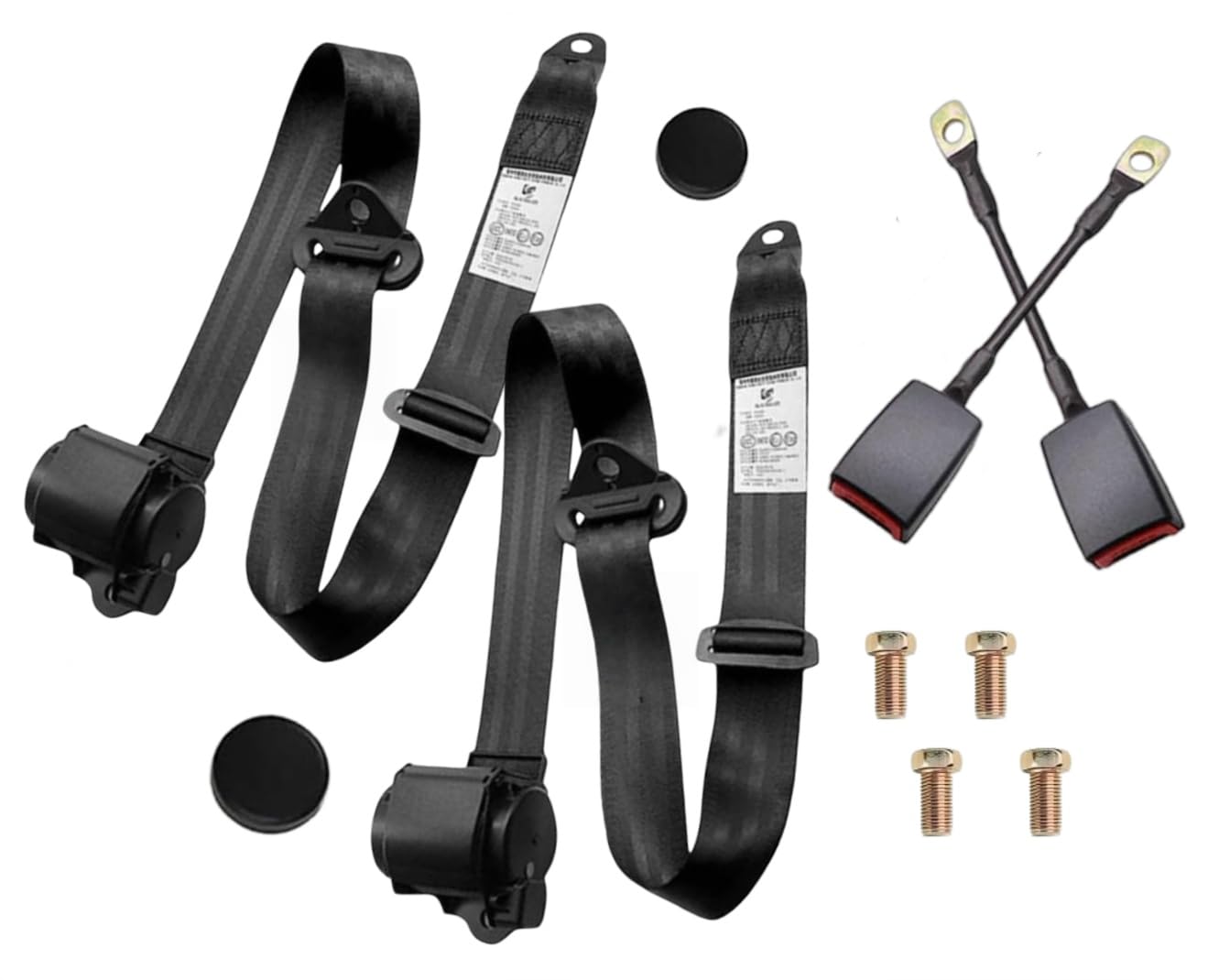 Photo 1 of 2 Pack 3 pt Pads Adjustable Retractable Straps Cover Universal Replacement Set for Golf Cart,Go Kart,Minivan Van,SUV,UTV, VR,Pickup,Truck for Modification Belt Protective Covers Kit (Black)