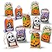Halloween Toy Assortment Trick or Treat Party Favors Filled in 15 Drawstring Goodie Bags. Set Includes Tattoos Crayons Stampers Erasers teeth fangs frogs balls Rings poppers coil springs