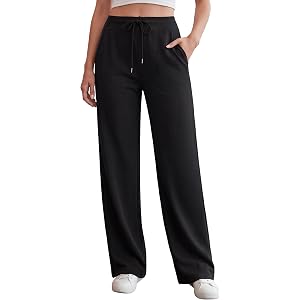 Blooming Jelly Womens Wide Leg Casual Yoga Pants with Pockets Lounge Dress Pants Comfy Trousers Slacks