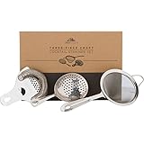 Cocktail Strainer Set: Stainless Steel Hawthorne Strainer, Julep Strainer and Conical Fine-Mesh Strainer