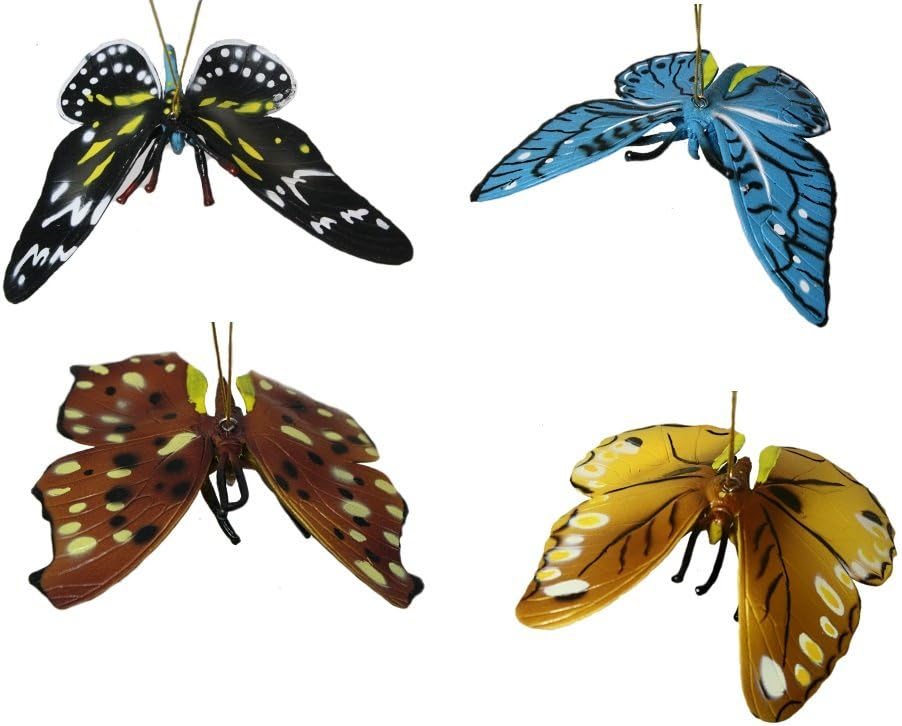MAMEJO NATURE 4PK Assorted 5 Inch Butterflies Realistic Rubber Replica